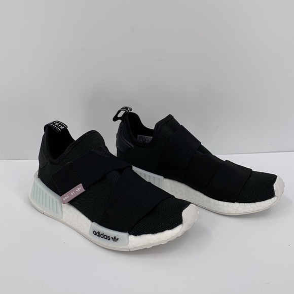 Adidas NMD R1 slip-on sneaker black white chunky strap women 6.5 - Picture 2 of 7